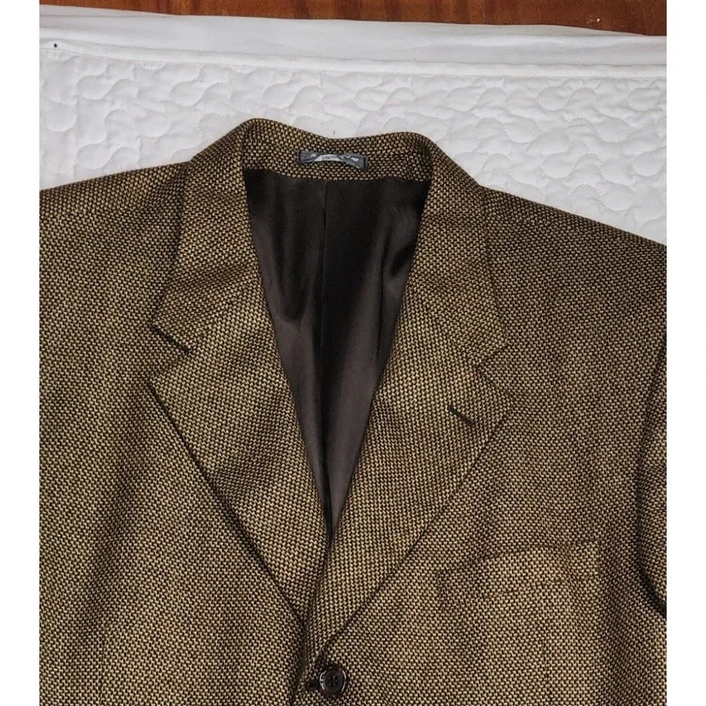 100% Cashmere Loro Piana Blazer Brown Gold-Thread SFI Sport Coat 3 Button men 44